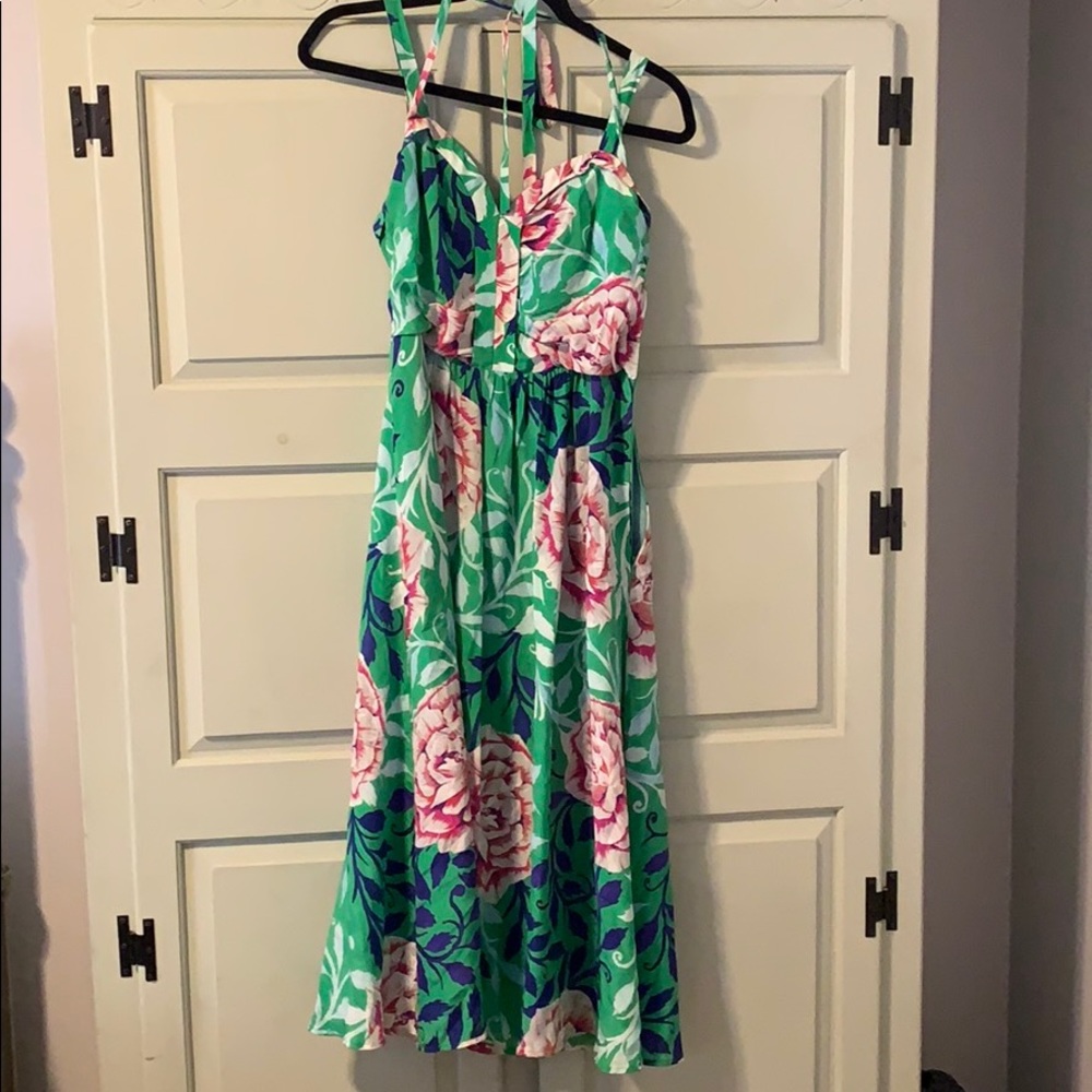 Tea length Anthropologie floral dress
